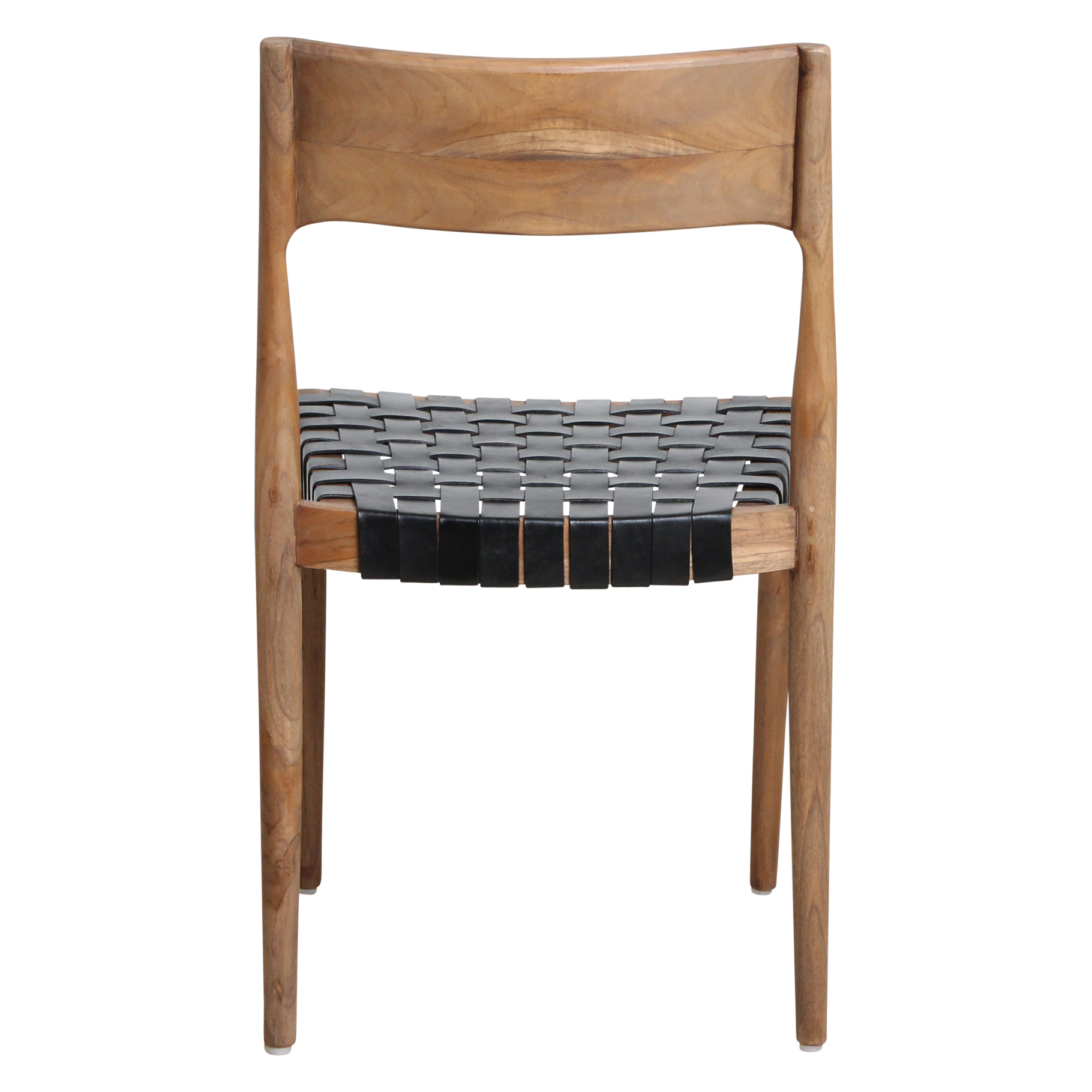 Freya teak dining chair with leather - Black (set of 2) - Image 5