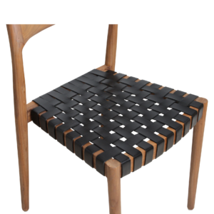 Freya teak dining chair with leather - Natural (set of 2)