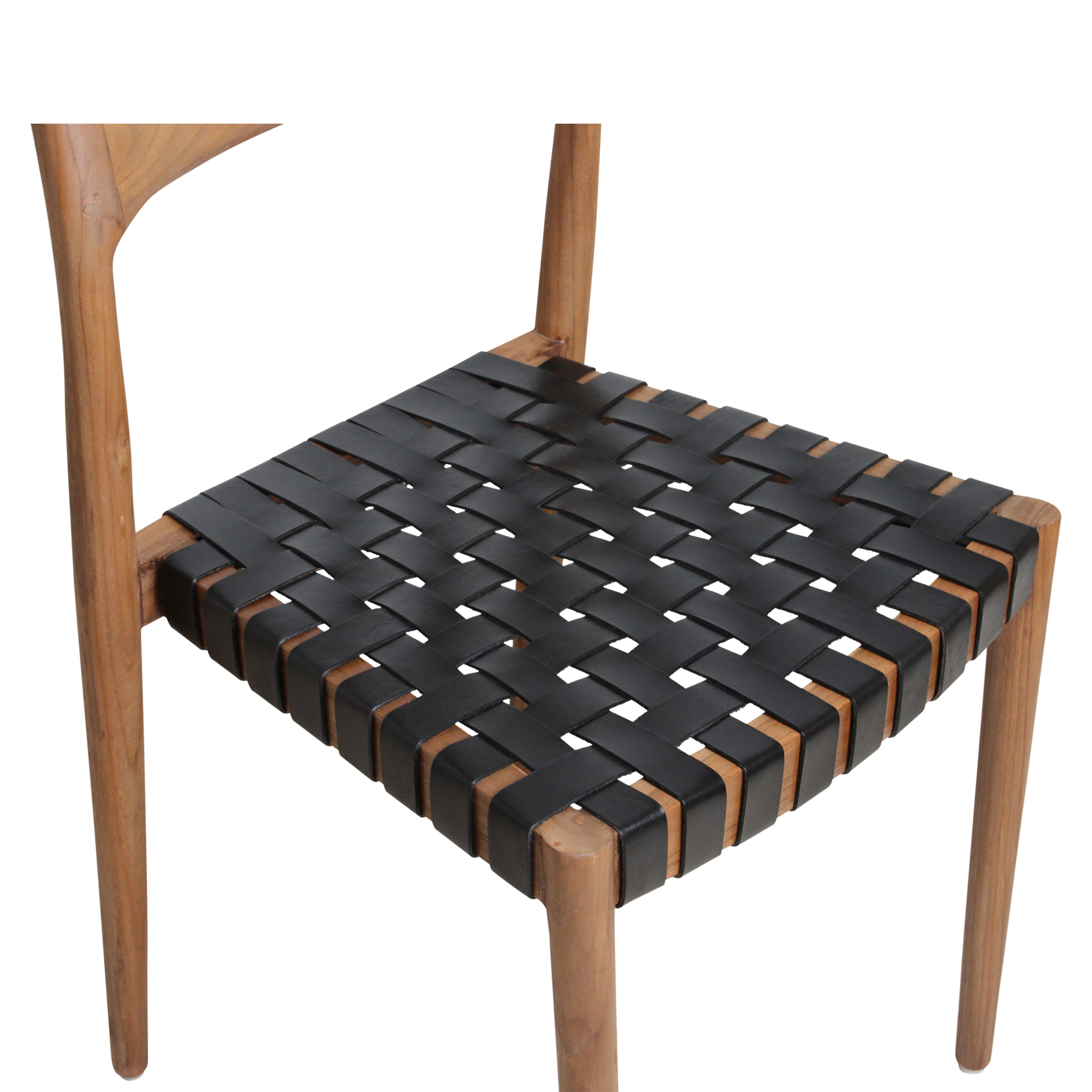 Freya teak dining chair with leather - Natural (set of 2)