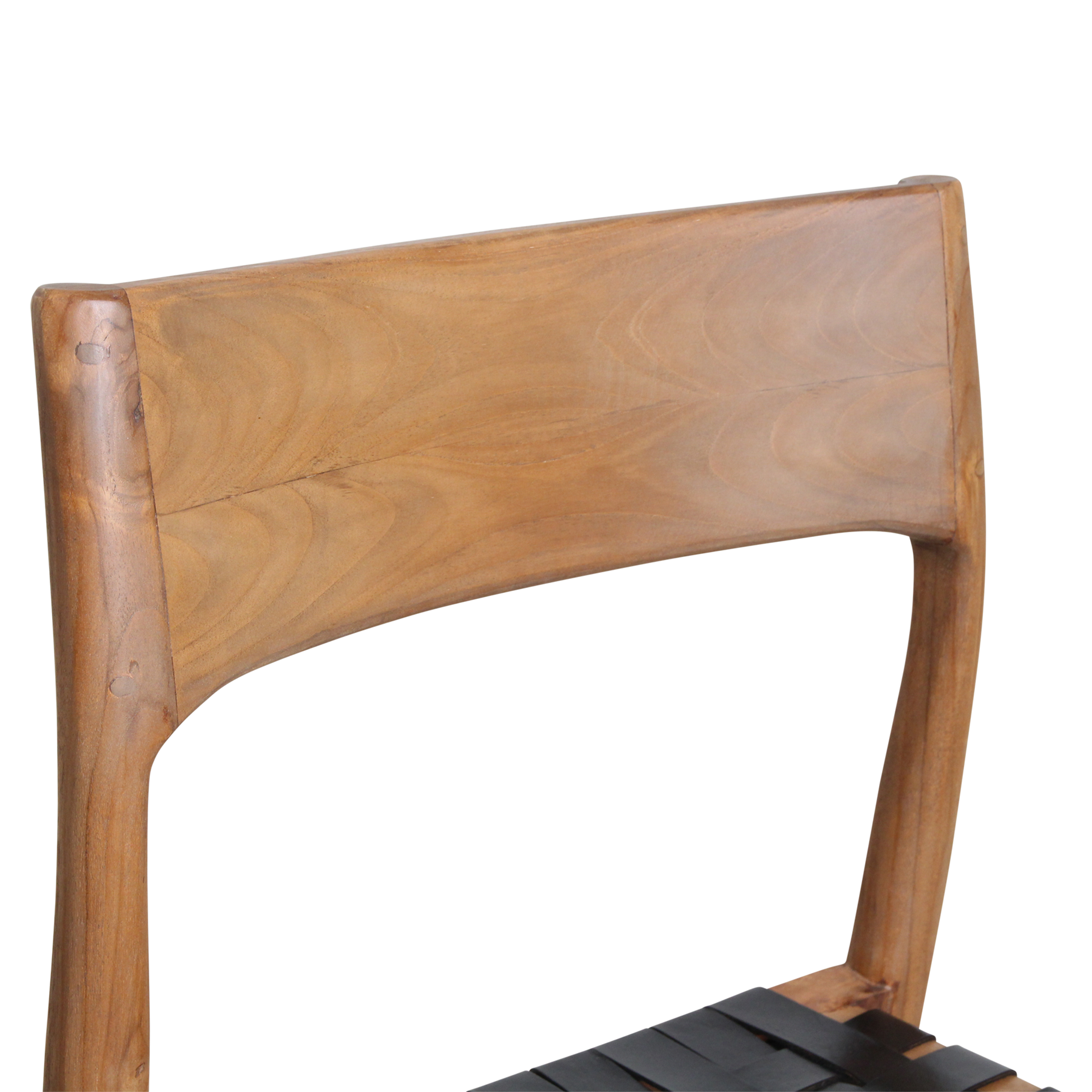 Freya teak dining chair with leather - Black (set of 2) - Image 8