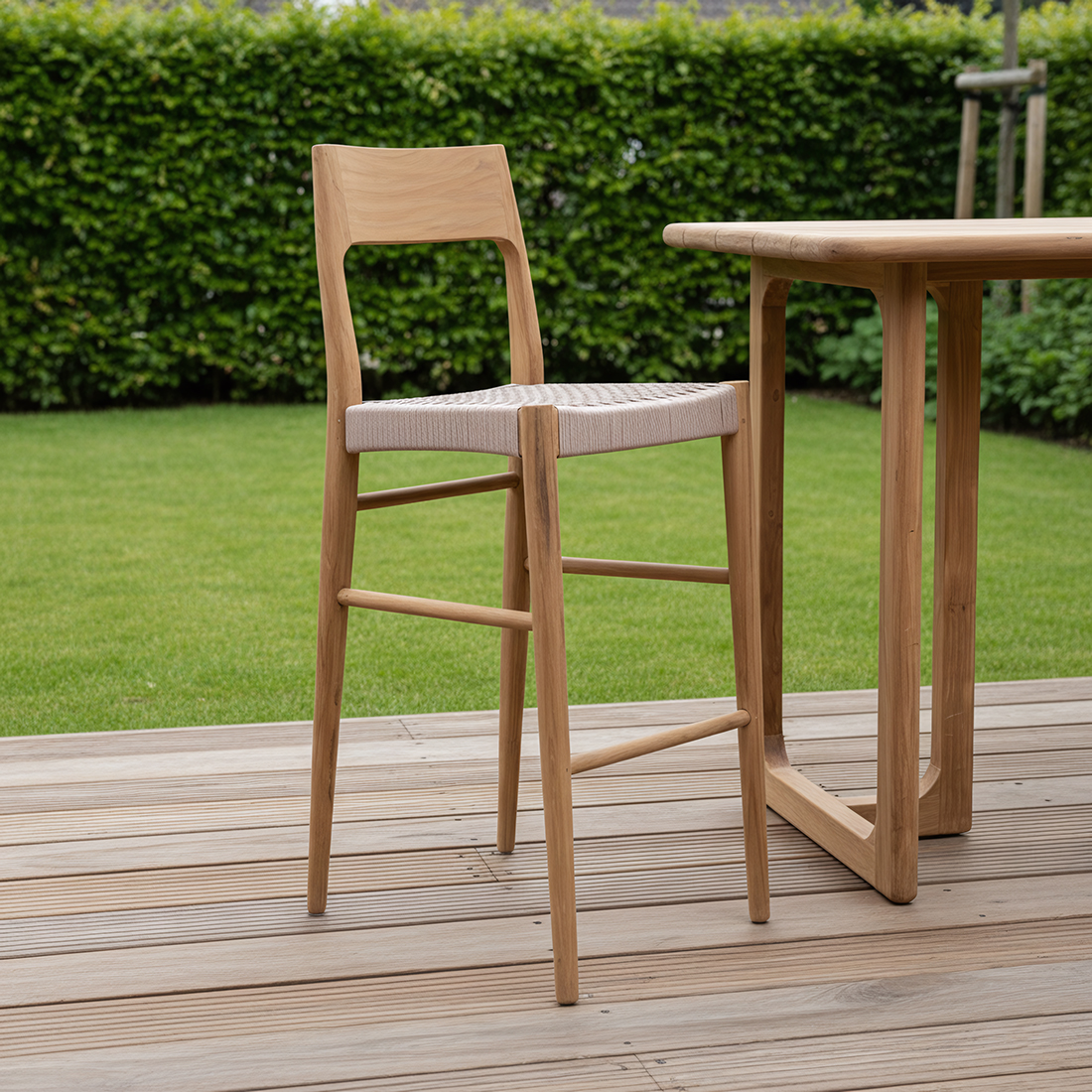 Freya outdoor teak bar stool - Image 3
