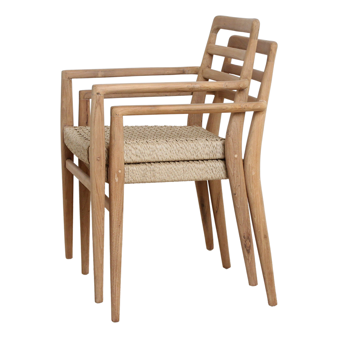 Verano teak garden chair with armrests - Natural (set of 2) - Image 2