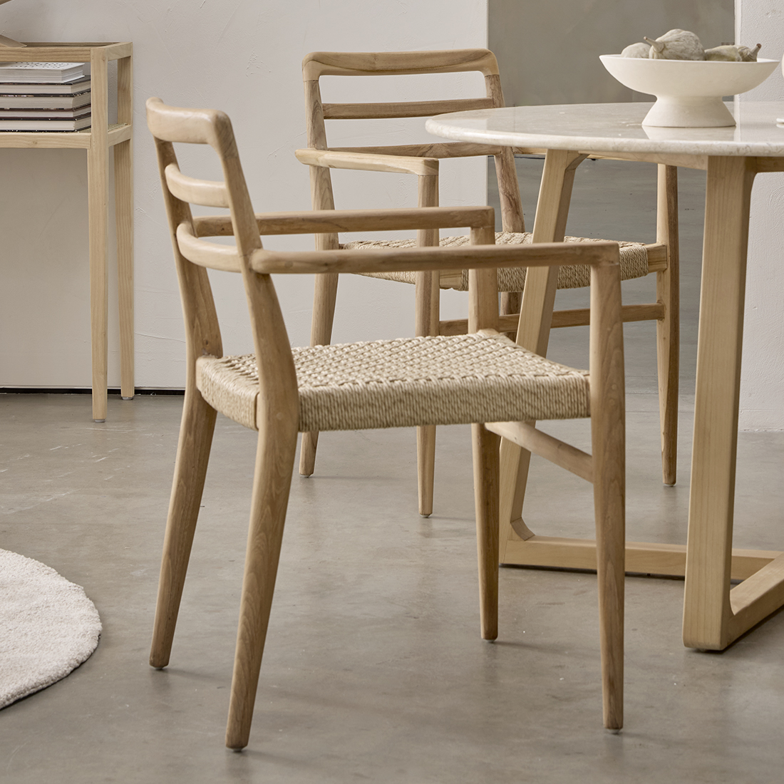 Verano teak garden chair with armrests - Natural (set of 2) - Image 3