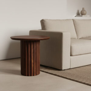 Bullnose reversed side table, brown, Ø 50 cm