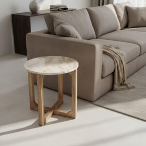 Marble side table Cream - 50x50x50 cm