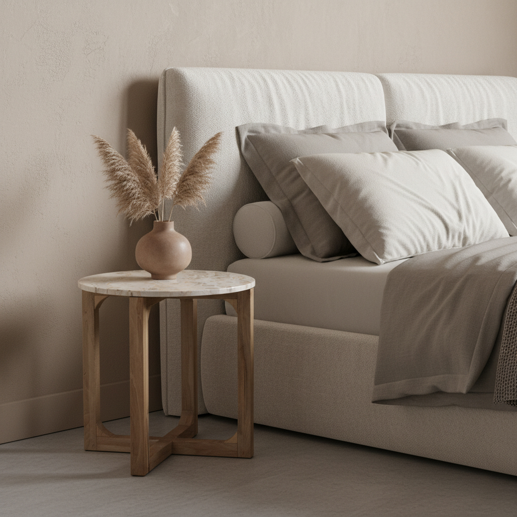 Marble side table Cream - 50x50x50 cm - Image 4