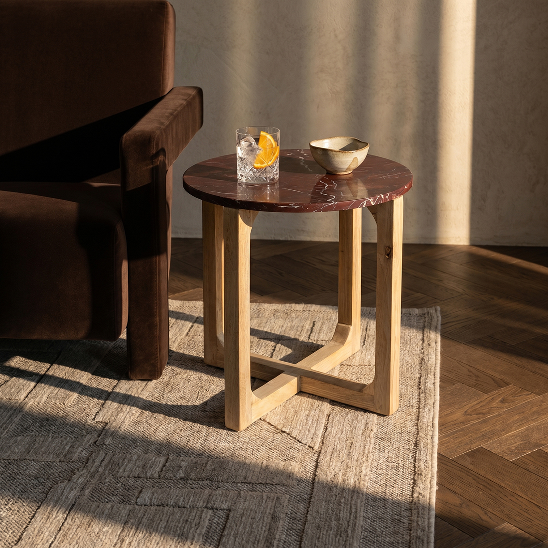 Marble side table Cherry - 50x50x50 cm - Image 2
