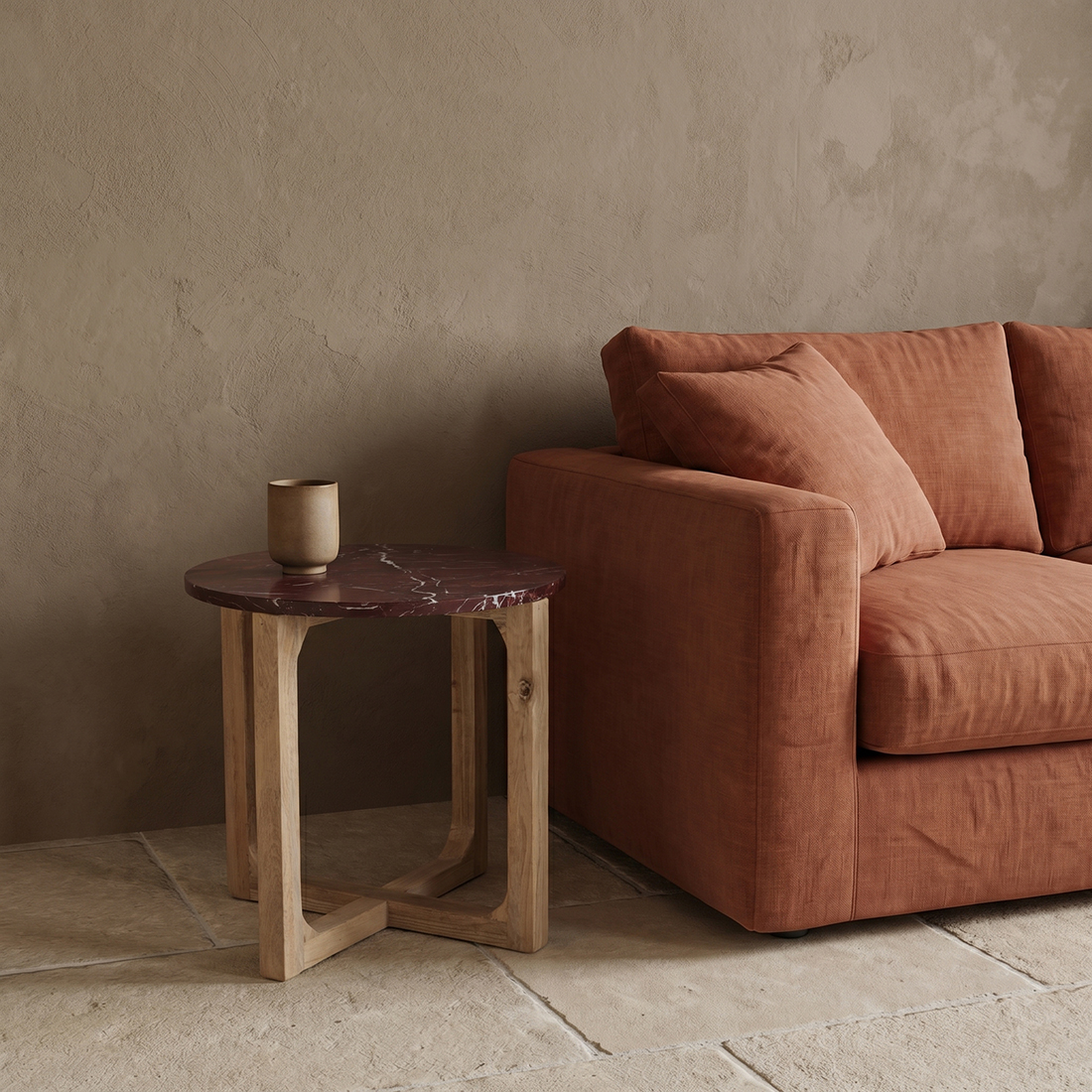 Marble side table Cherry - 50x50x50 cm - Image 9