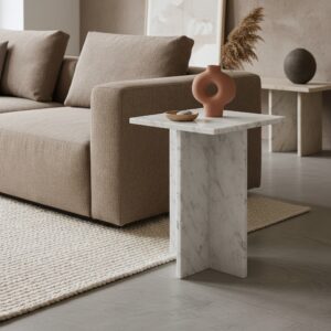 Beijing white marble side table - 35x35x50 cm