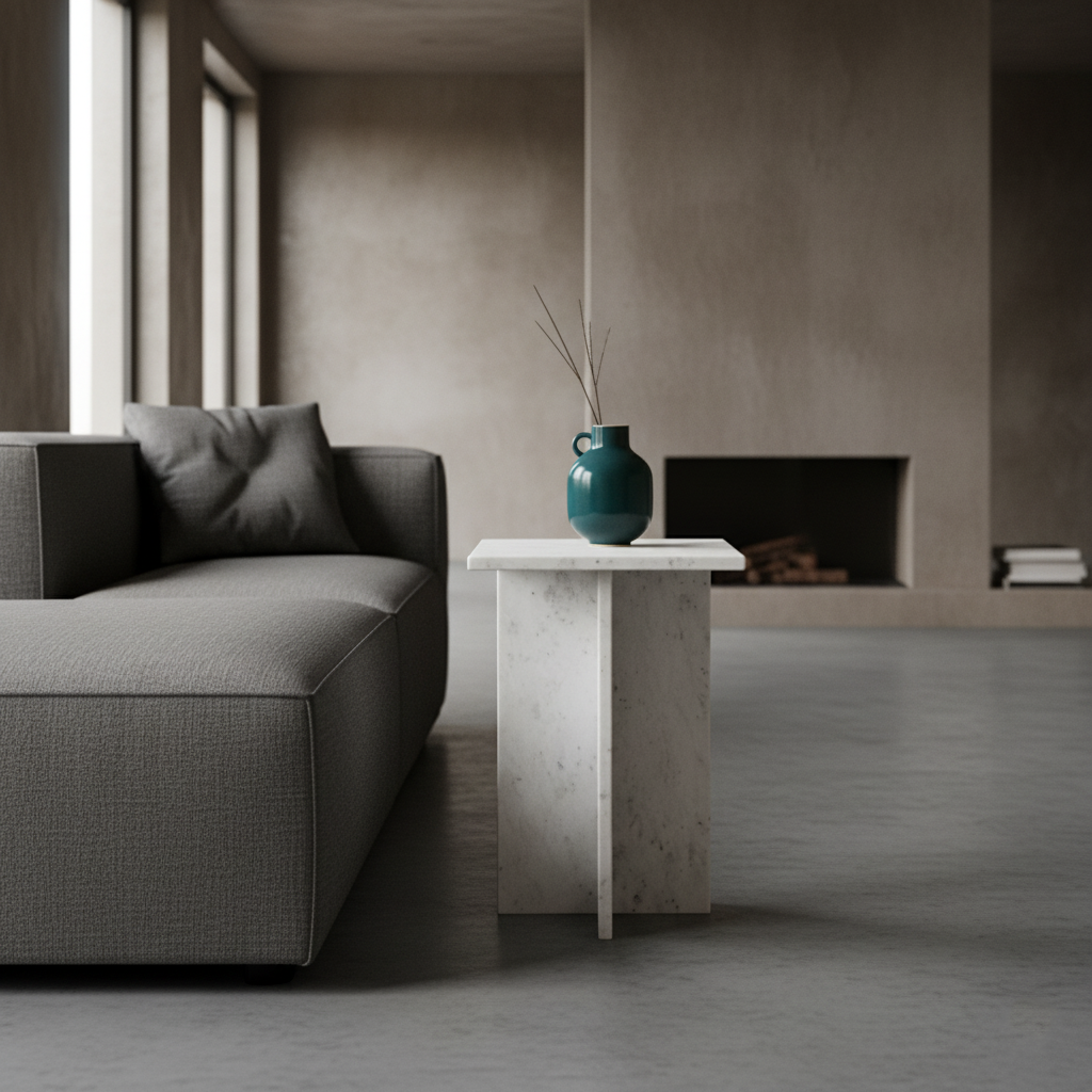 Beijing white marble side table - 35x35x50 cm - Image 8