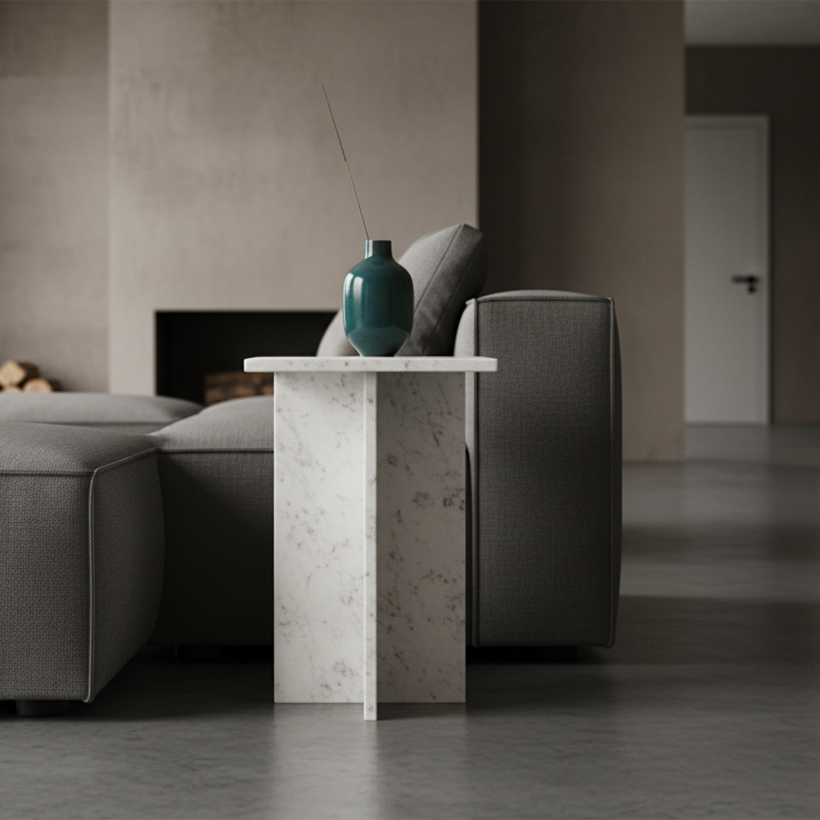 Beijing white marble side table - 35x35x50 cm - Image 10