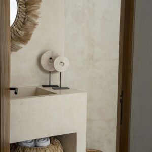 Marble disc on stand - white - S