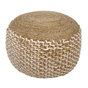 Jute Pouffe Round Seat 50 x 50 cm – Natural Jute Decorative Stool, Floor Cushion & Footstool