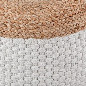 Jute Pouffe Round Seat 50 x 50 cm – Natural Jute Decorative Stool, Floor Cushion & Footstool