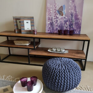 Knitted pouf stool, diameter 45 cm, seat pouf/seat puff, chunky knit look, knitted pouf floor cushion, height 30 cm