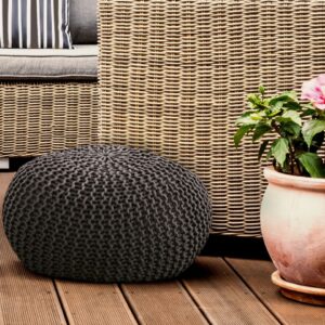 Seat Pouffe Pouf Knitted Stool Knitted Pouf Ø 55 Cm Premium Indoor Terrace Pool Garden Sustainable