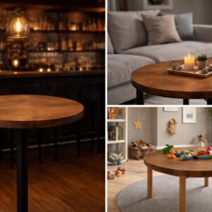 Round wooden table top, mango reclaimed wood, Ø 55 / 75 cm – recycled & characterful
