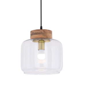 Hanging lamp second choice pendant light glass dining table Cubus mouth-blown clear wooden crown