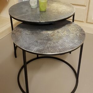 Charles 2-piece round coffee table set, metal, Ø 55 and Ø 45 cm, silver aluminium (second choice)