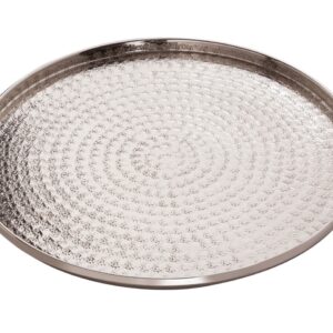 Decorative tray Ø 40 cm, metal round candle tray, silver or gold, aluminium serving tray
