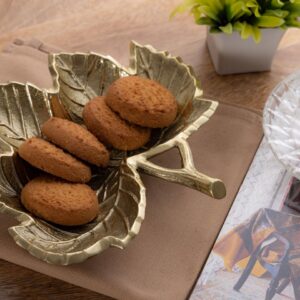 Decorative Aluminium Leaf Bowl, Gold Or Silver