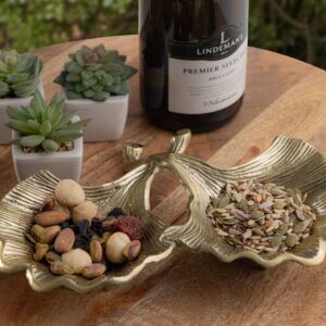 Decorative Leaf Bowl, Masterbox 18-Piece, Aluminium, Ginkgo 2-Leaf, Gold Or Silver