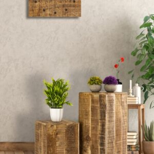Flower column 27 x 27 cm, height 50 or 73 cm, wooden flower stool/plant stand, square side table, mango wood