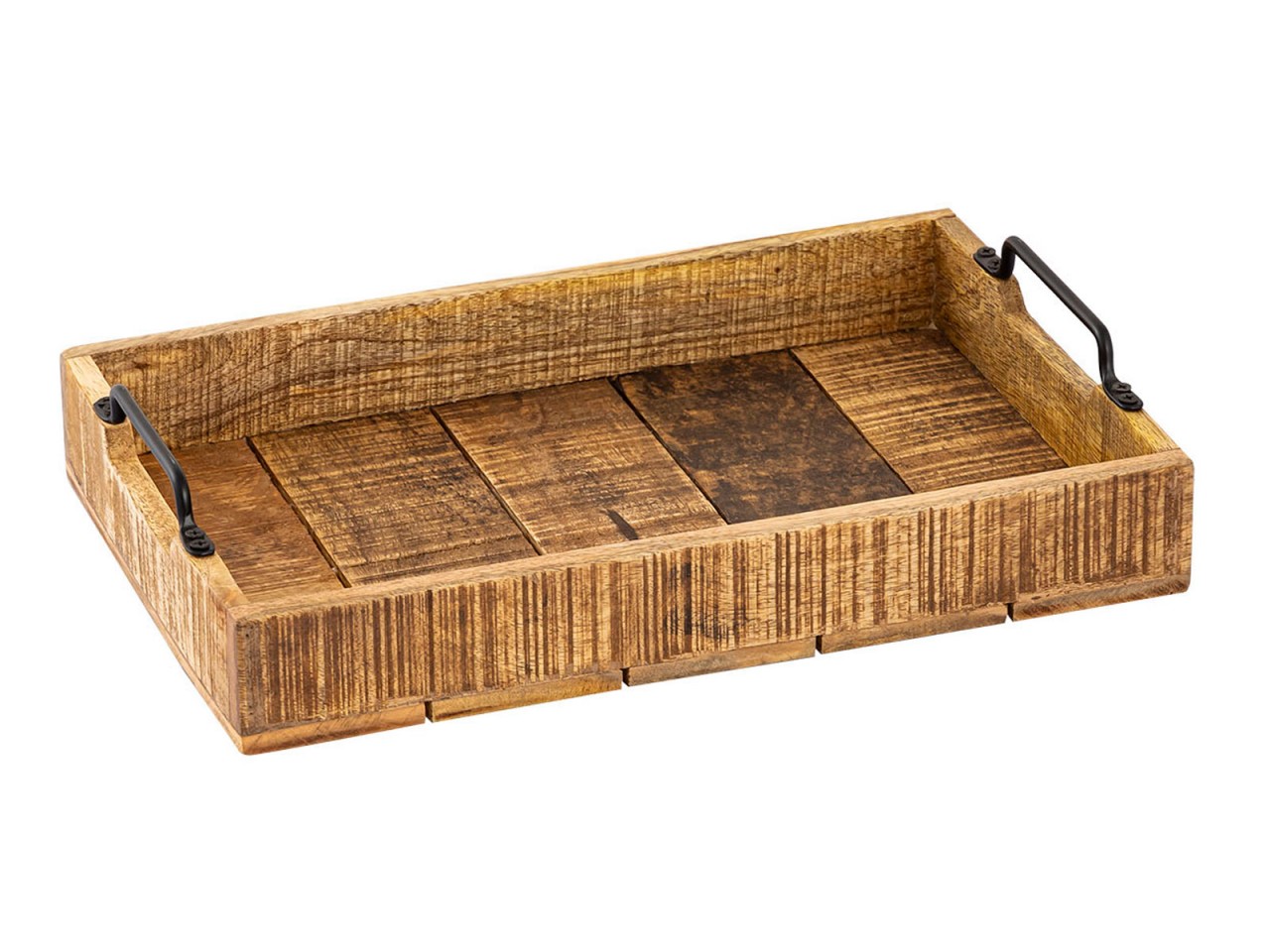 Set of 2 Wooden Serving Trays, 46 x 31 cm, Decorative Mango Wood Trays - Image 5