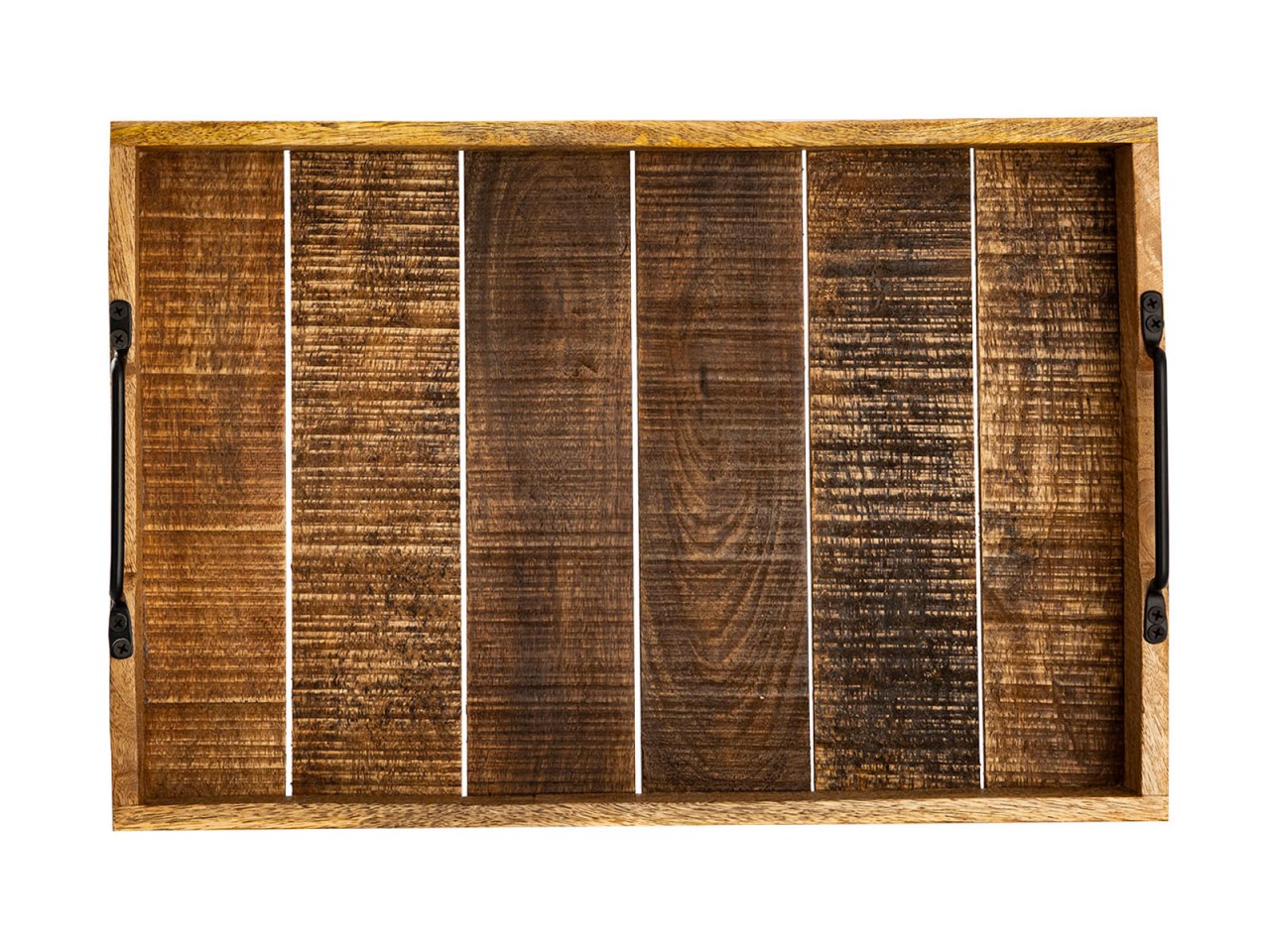 Set of 2 Wooden Serving Trays, 46 x 31 cm, Decorative Mango Wood Trays - Image 6