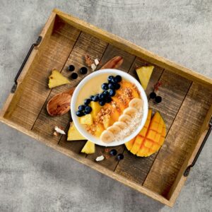Set Of 2 Wooden Serving Trays, 46 X 31 Cm, Decorative Mango Wood Trays