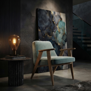366 Armchair Velvet Mint Dark Wood