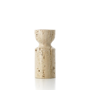 The Travertine Hourglass Candle Holder - Beige - Small