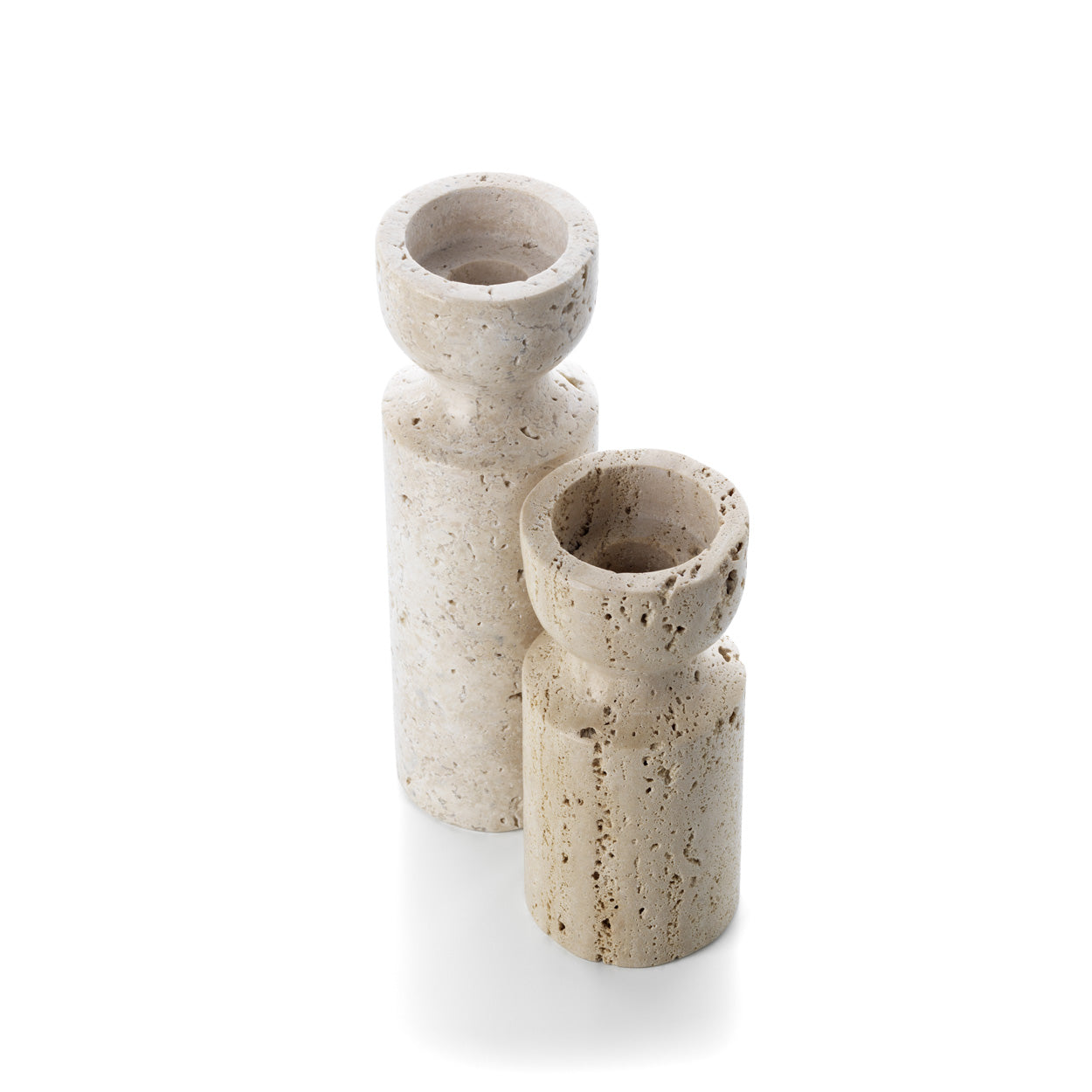 The Travertine Hourglass Candle Holder - Beige - Small - Image 4