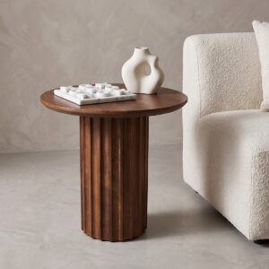 Bullnose Reversed Side Table, Brown, Ø 50 Cm