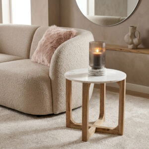 Round marble side table - white