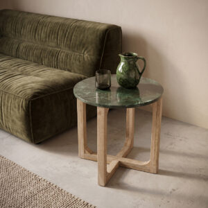Round marble side table - green