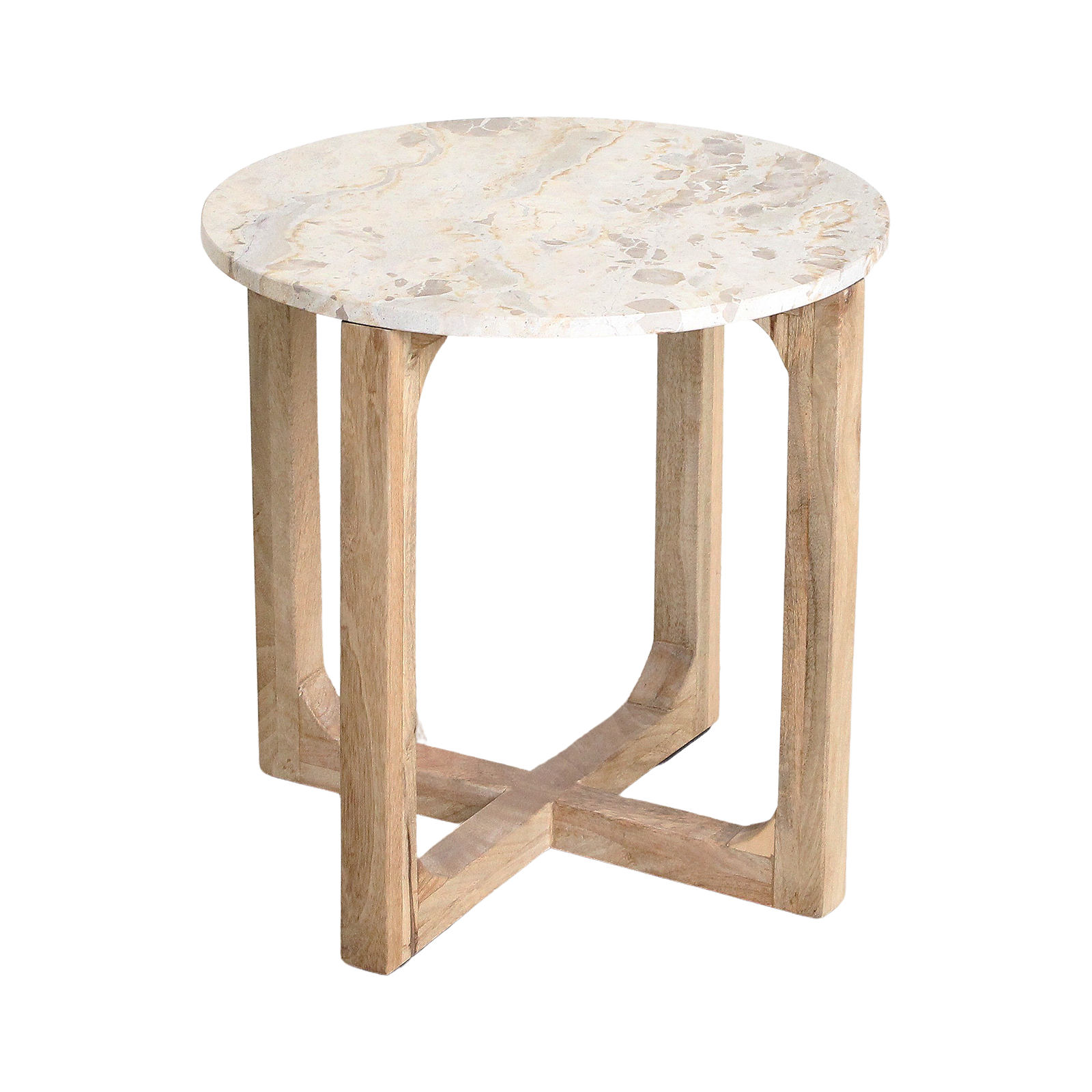 Marble Side Table Cream - 50X50X50 Cm