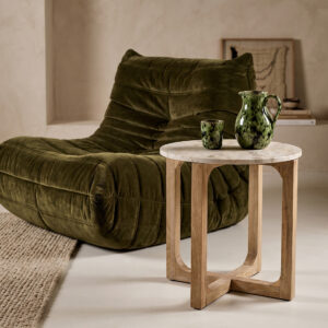 Marble Side Table Cream - 50X50X50 Cm