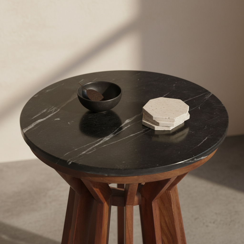 Sabah marble side table - black - Image 4