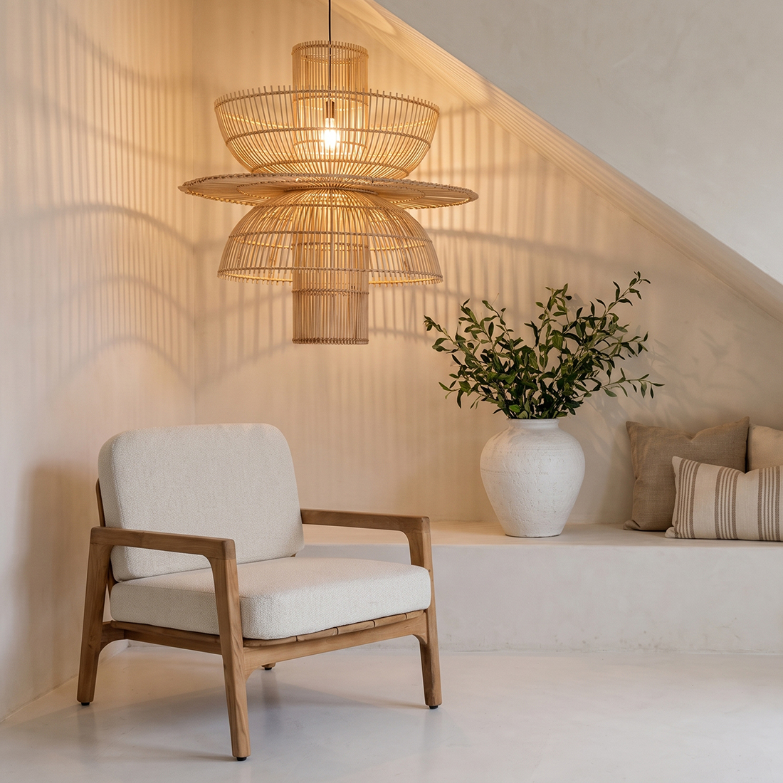 Suspension En Rotin Saturn - Ø 65 X 63 Cm