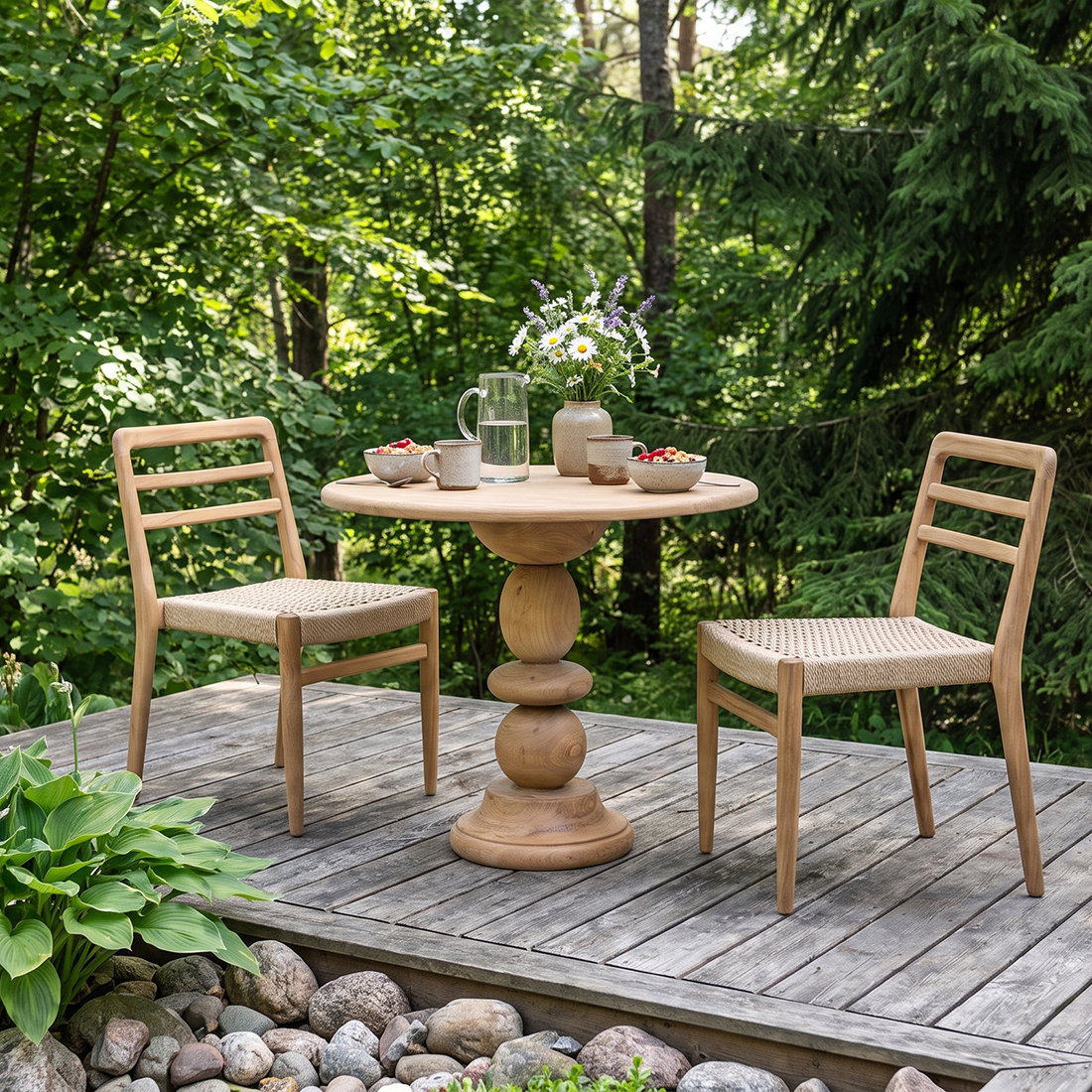 Chaise De Jardin Avec Accoudoirs En Teck Verano – Naturel (Lot De 2)