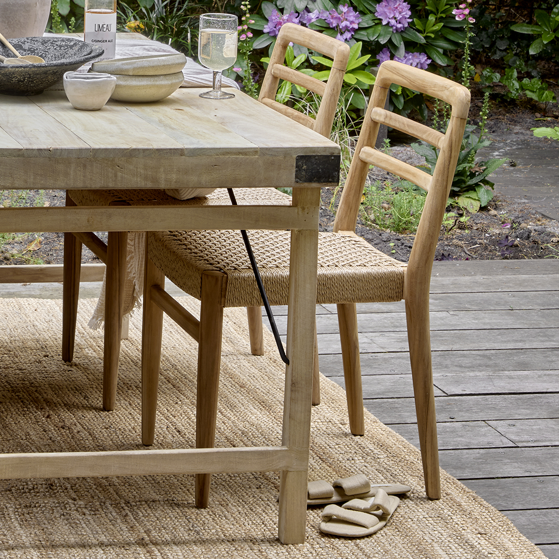 Chaise De Jardin Avec Accoudoirs En Teck Verano – Naturel (Lot De 2)